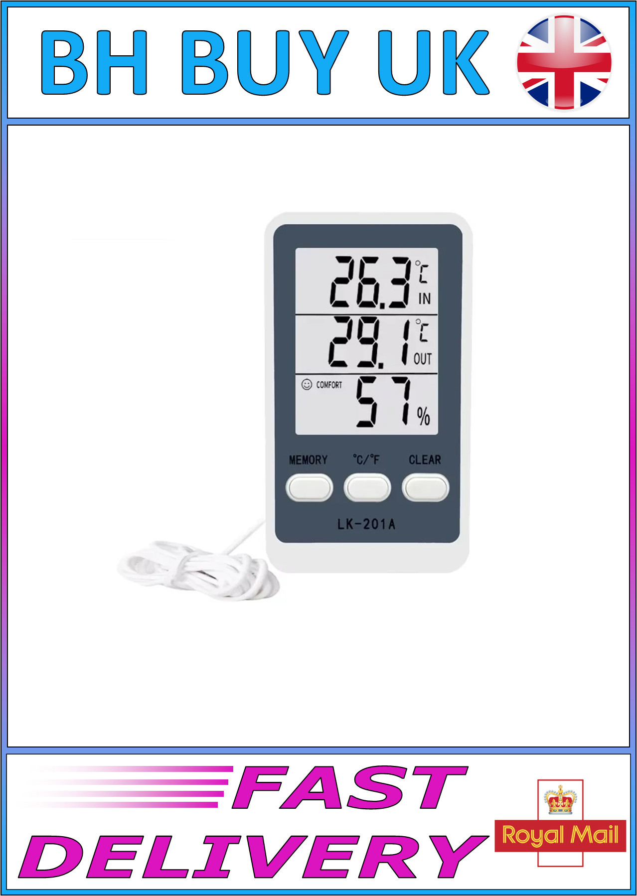 DIGITAL POND / AQUARIUM DUAL TEMPERATURE MONITOR, THERMOMETER. HYGROMETER