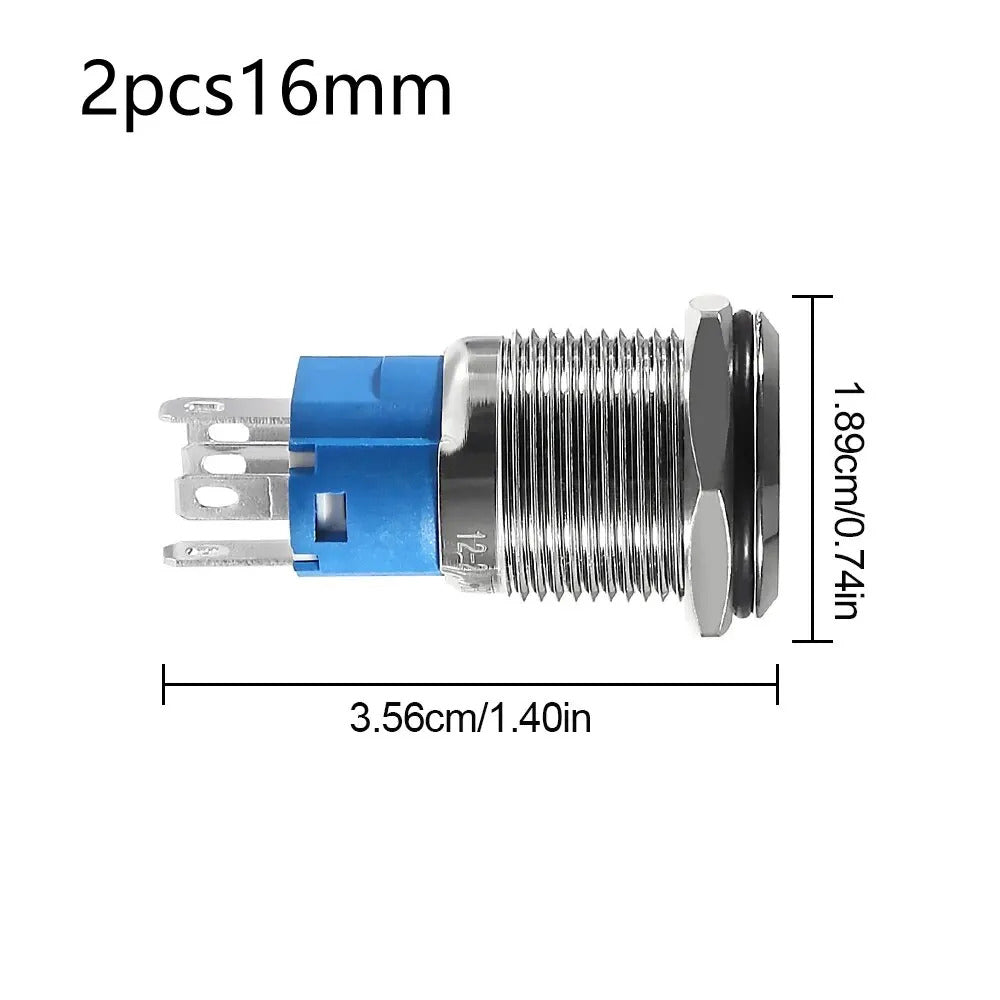 2 x METAL ON/OFF SWITCHES DC 12V/24V 4 PIN SPDT 16mm 19mm