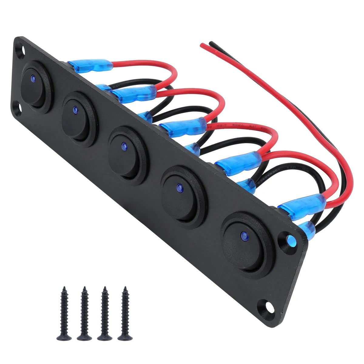 20A ALUMINIUM ROCKER SWITCH PANEL 1 2 3 4 5 6 SWITCHES 12V 3 PIN