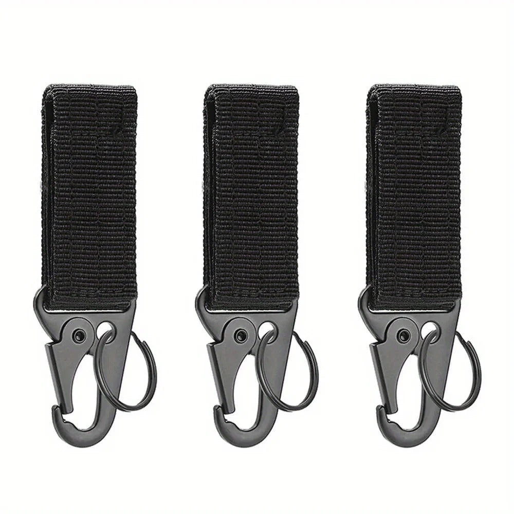 3 x TACTICAL CARABINER CLIPS NYLON WEBBING KEY HOOK MOLLE BACKPACK BELT EDC