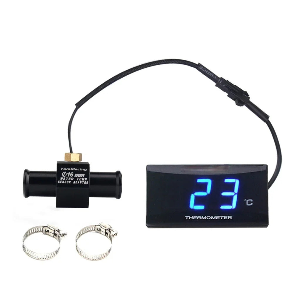 MOTORCYCLE WATER TEMPERATURE MINI METER BLUE SCREEN 16mm & 20mm