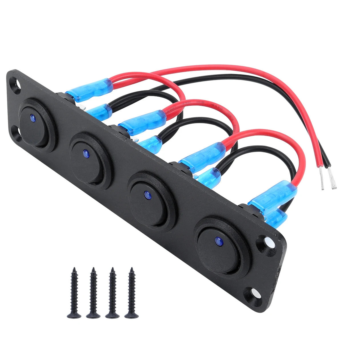 20A ALUMINIUM ROCKER SWITCH PANEL 1 2 3 4 5 6 SWITCHES 12V 3 PIN