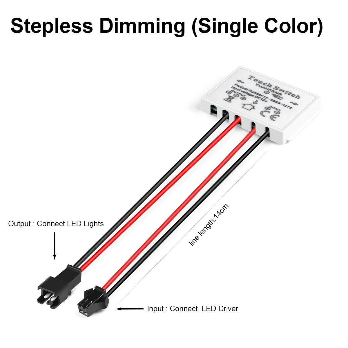 12V 5A LED HIDDEN MIRROR DIMMER SWITCH - DUPONT WIRE