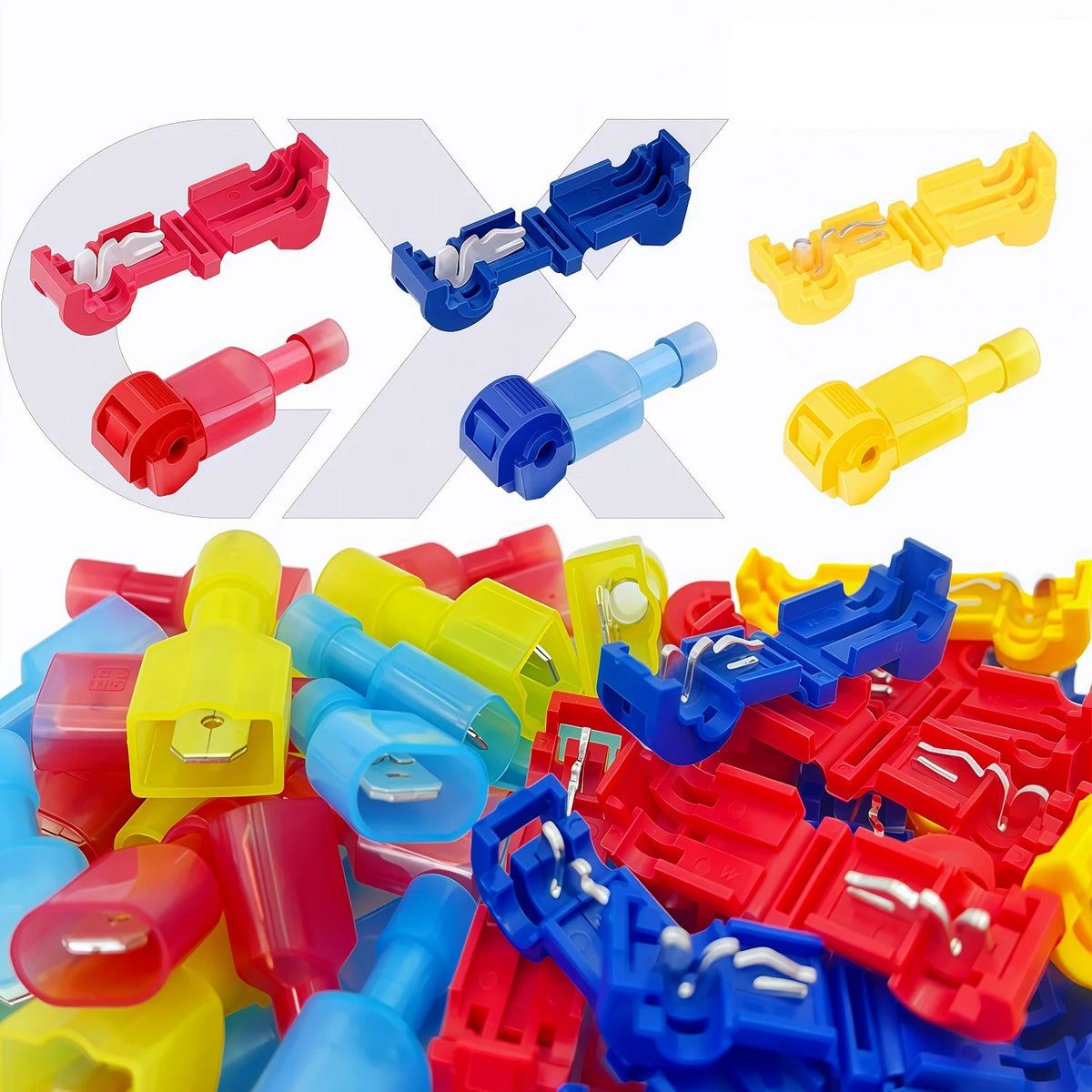 20 PAIRS QUICK SPLICE & SPADE WIRE CONNECTORS T TYPE CRIMP TERMINALS BLUE RED YELLOW