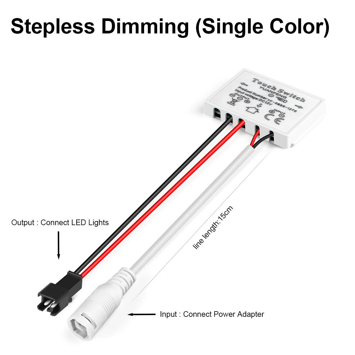 12V 5A LED HIDDEN MIRROR DIMMER SWITCH - DUPONT WIRE