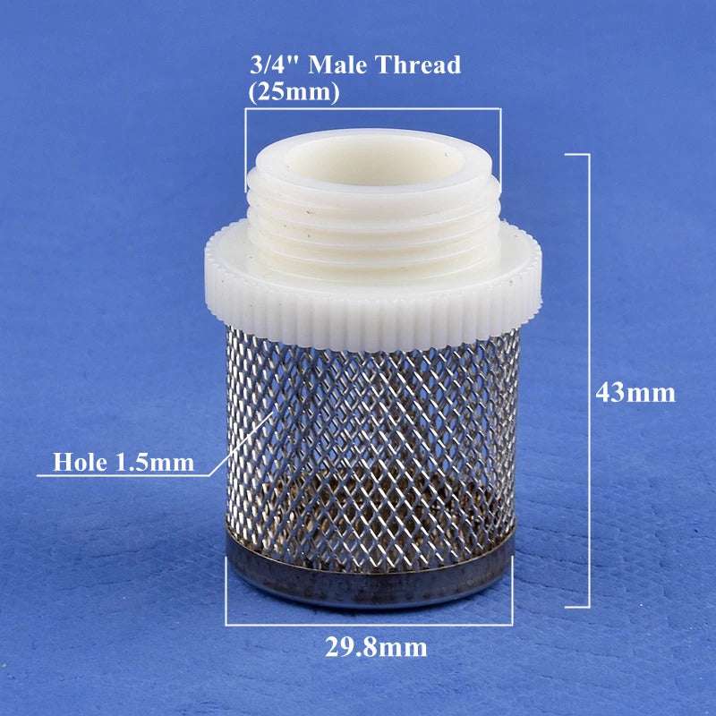 AQUARIUM / POND STAINLESS STEEL PLASTIC OUTFLOW STRAINER 1/2" 3/4" 1"