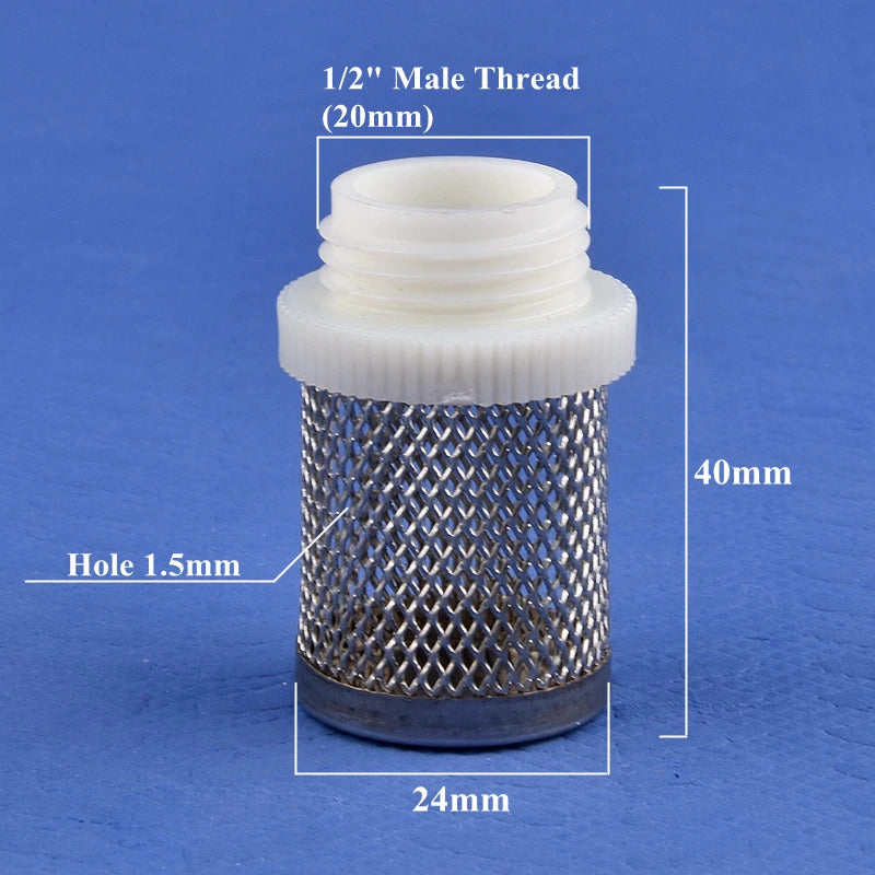 AQUARIUM / POND STAINLESS STEEL PLASTIC OUTFLOW STRAINER 1/2" 3/4" 1"