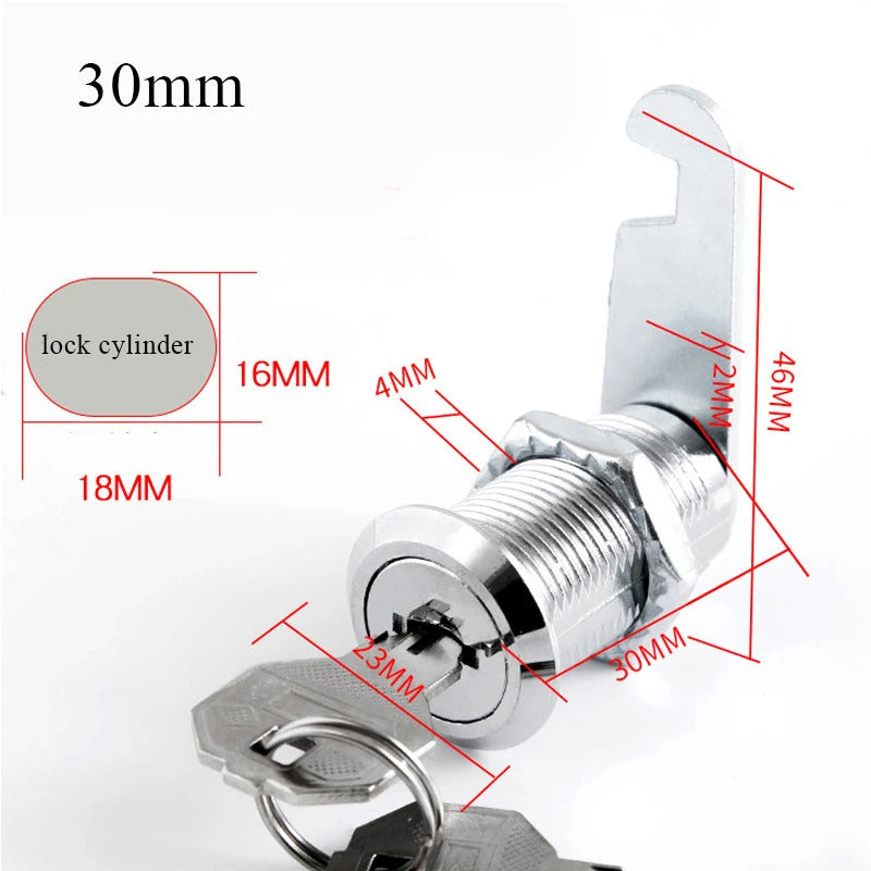 CAM LOCK 16 20 25 30mm 2 KEYS
