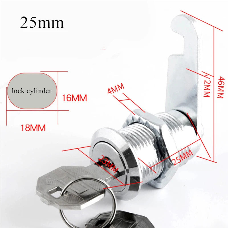 CAM LOCK 16 20 25 30mm 2 KEYS