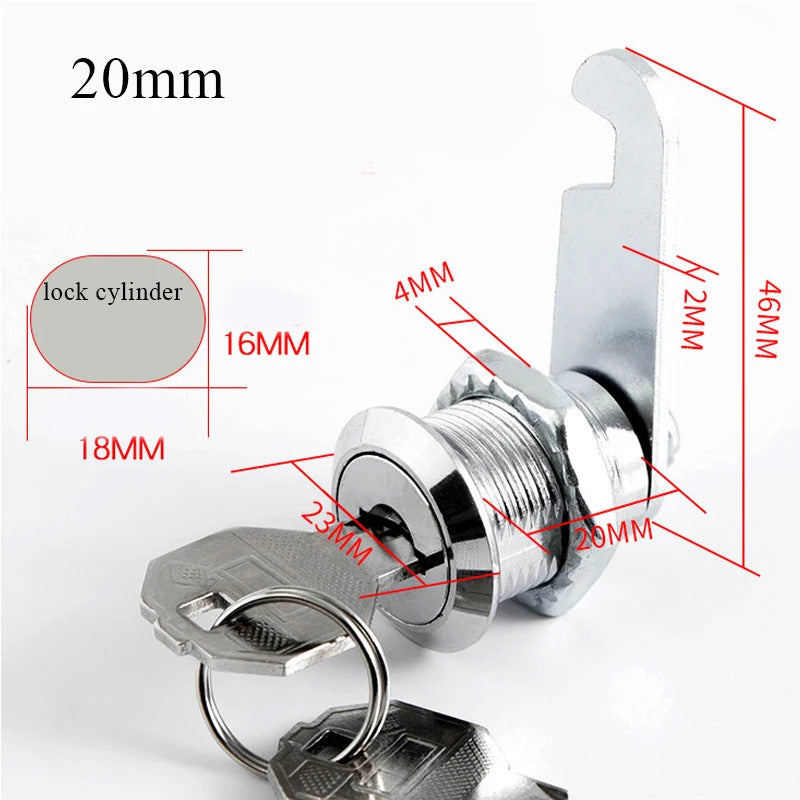 CAM LOCK 16 20 25 30mm 2 KEYS