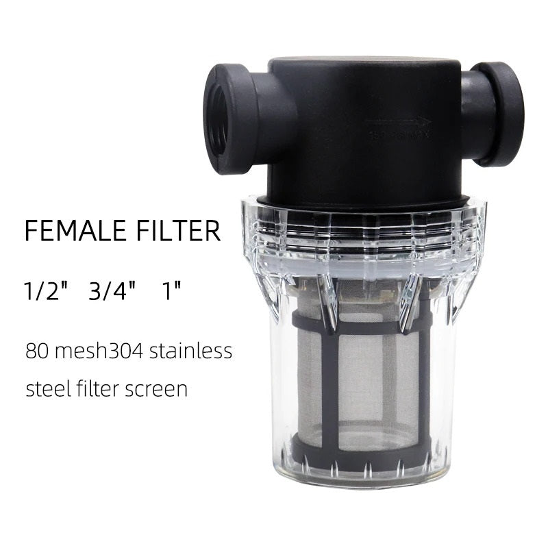 1/2" 3/4" 1" INLINE FILTER HOUSING 80 MESH STAINLESS STEEL FILTER