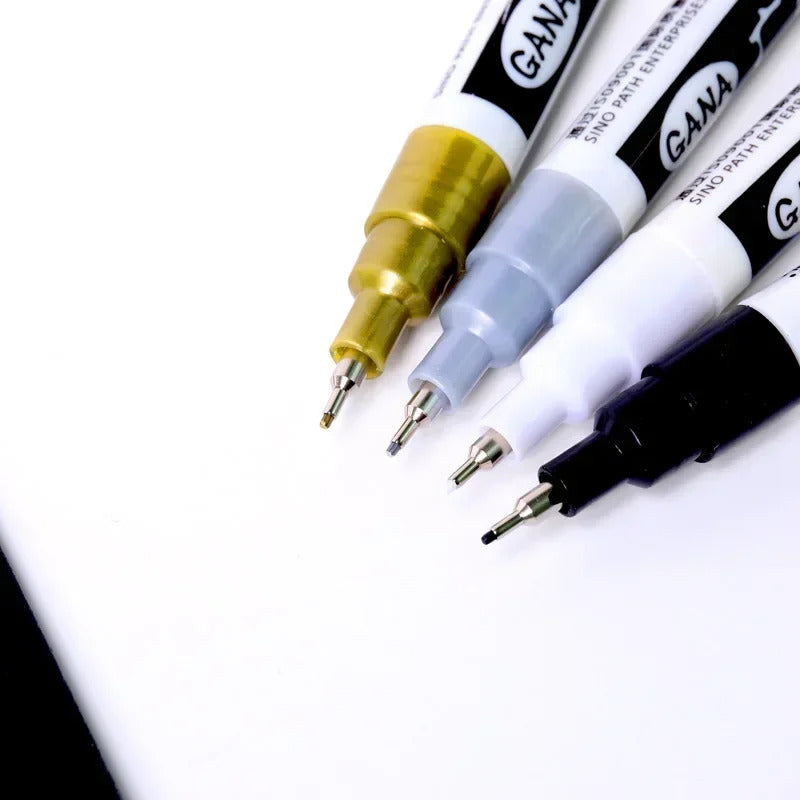 4 x PERMANENT MARKER PEN 0.7mm GOLD SILVER WHITE BLACK