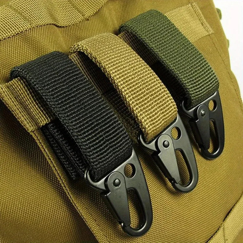 3 x TACTICAL CARABINER CLIPS NYLON WEBBING KEY HOOK MOLLE BACKPACK BELT EDC