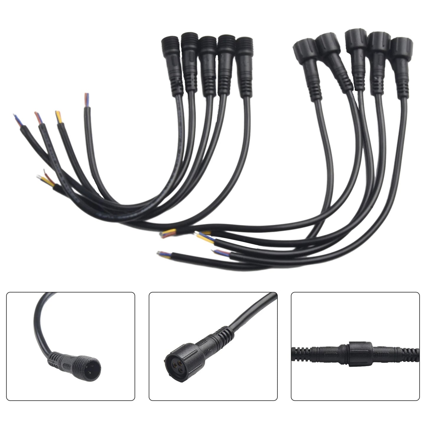 5 PAIRS IP65 WATERPROOF 2PIN 3PIN CONNECTORS