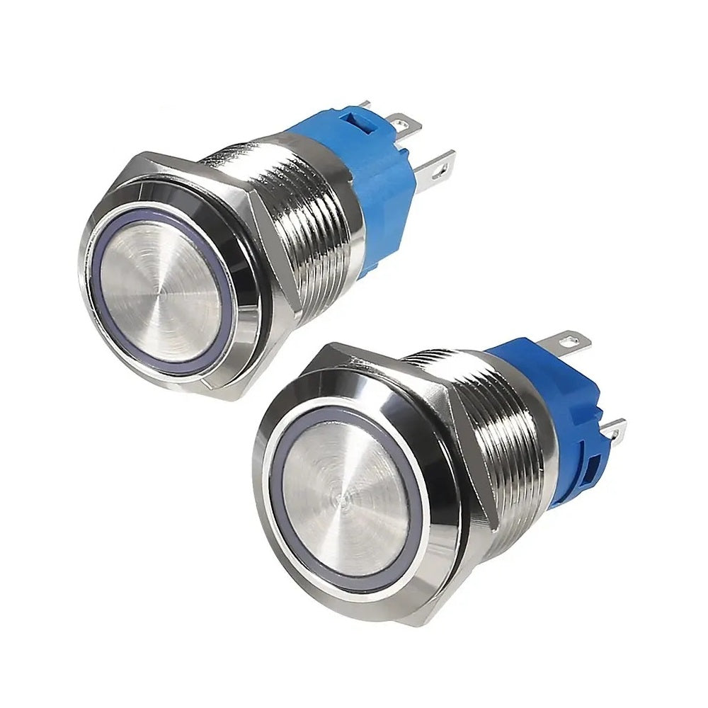 2 x METAL ON/OFF SWITCHES DC 12V/24V 4 PIN SPDT 16mm 19mm