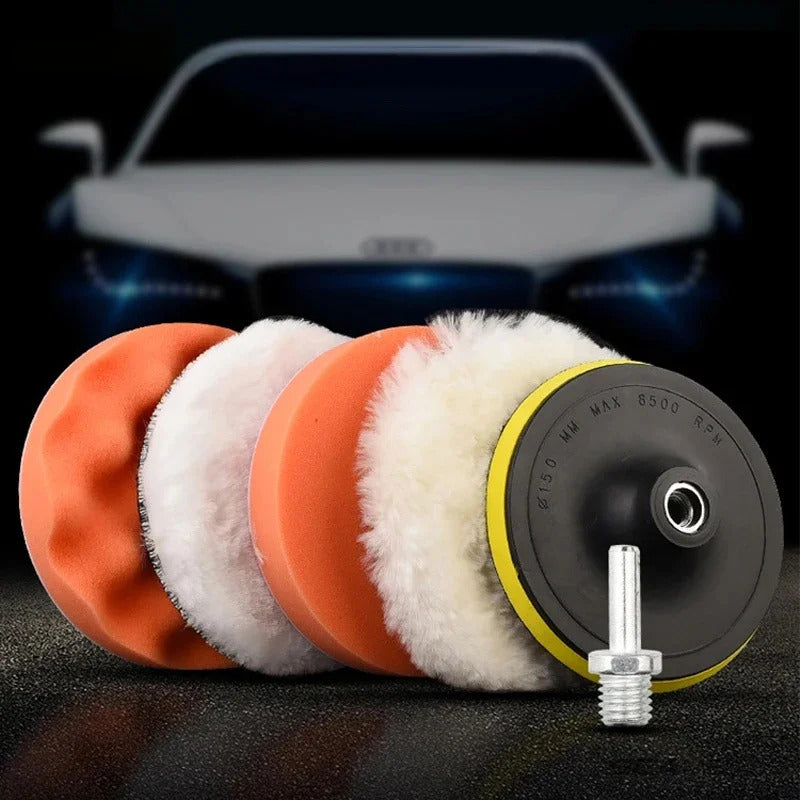 6 PIECE CAR POLISHING / BUFFER SPONGE SET FOR DRILL