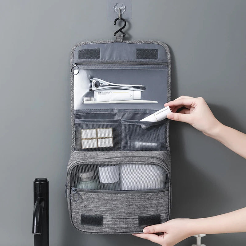 PORTABLE TOILETRY WASH BAG BLACK GREY BLUE
