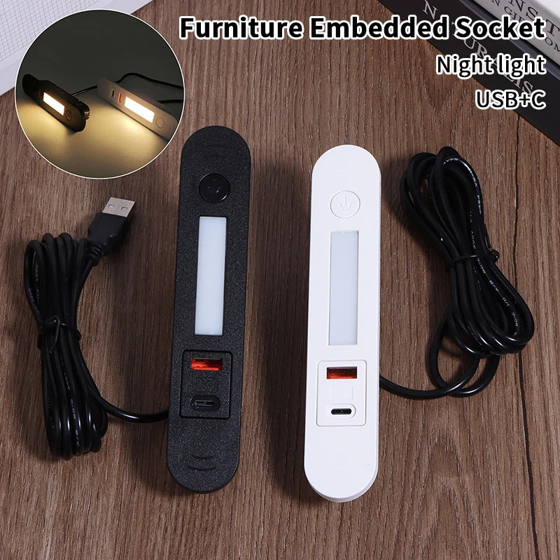 RECESSED USB TYPE A & C SOCKETS WITH LIGHT