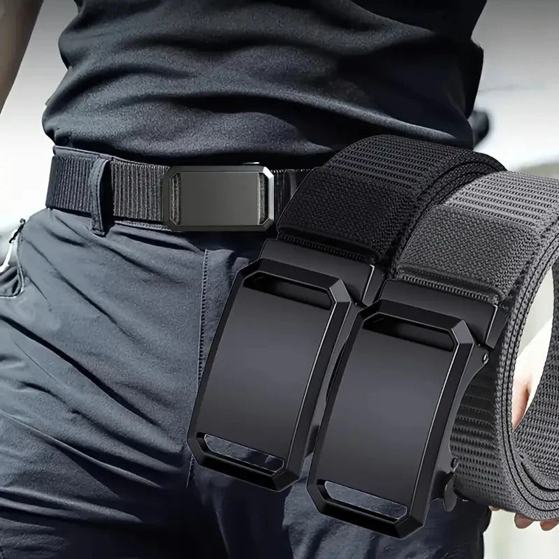 MEN'S CANVAS BELT 120CM TACTICAL MILITARY CASUAL AUTOMATIC BUCKLE WORK OUTDOOR