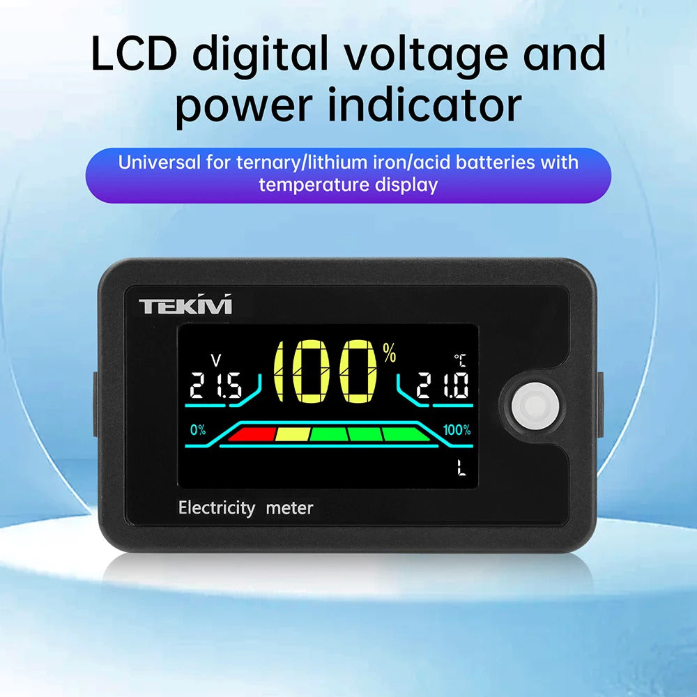 WATERPROOF DIGITAL VOLTAGE METER DC 8-100V LCD DISPLAY BATTERY LEVEL INDICATOR