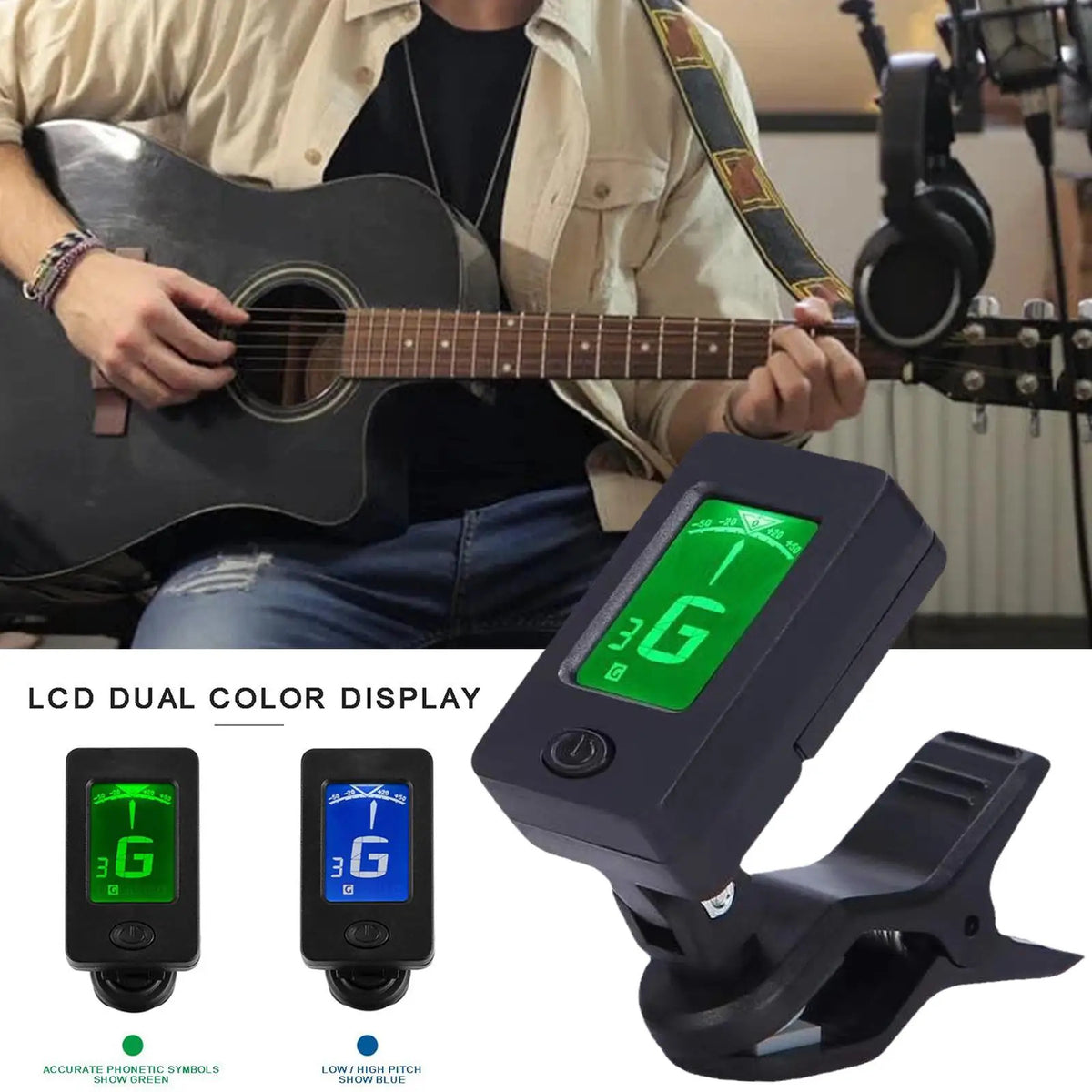 PROFESSIONAL CLIP ON 360 DEGREE ACOUSTIC GUITAR TUNER WITH LCD SCREEN