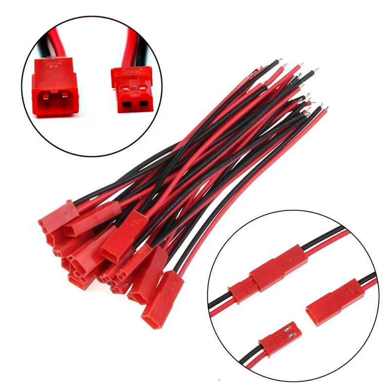 20 x MALE & FEMALE JST PLUG CABLE 2 PIN