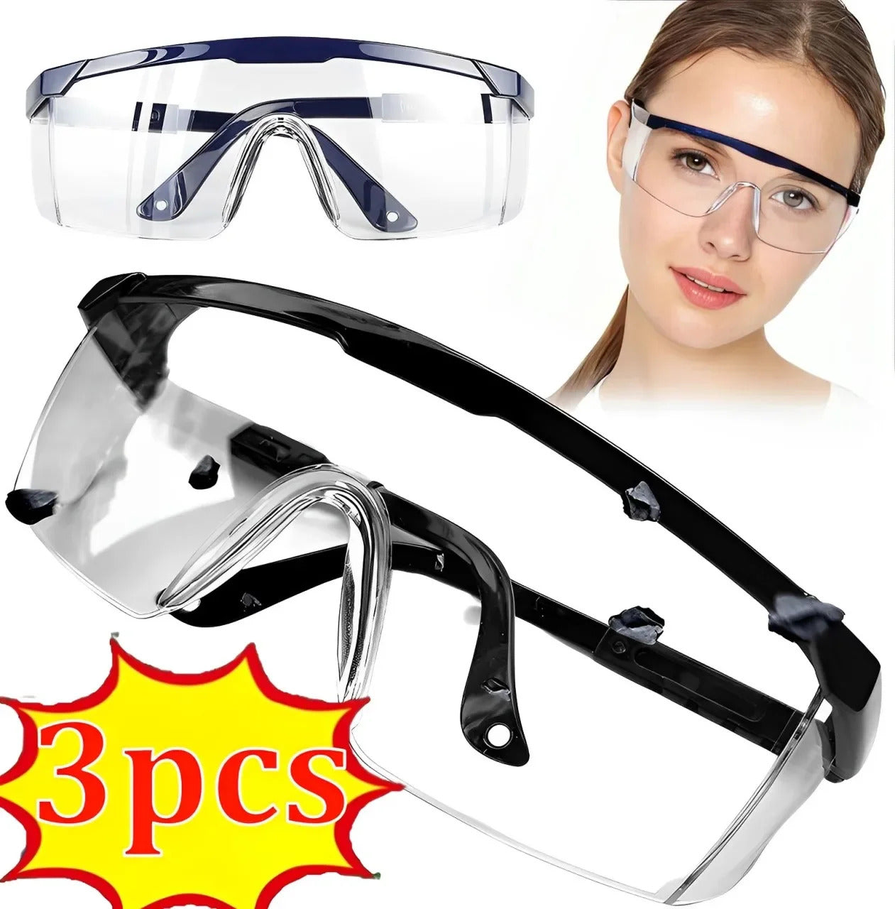 3 x EYE PROTECTION SAFETY GLASSES