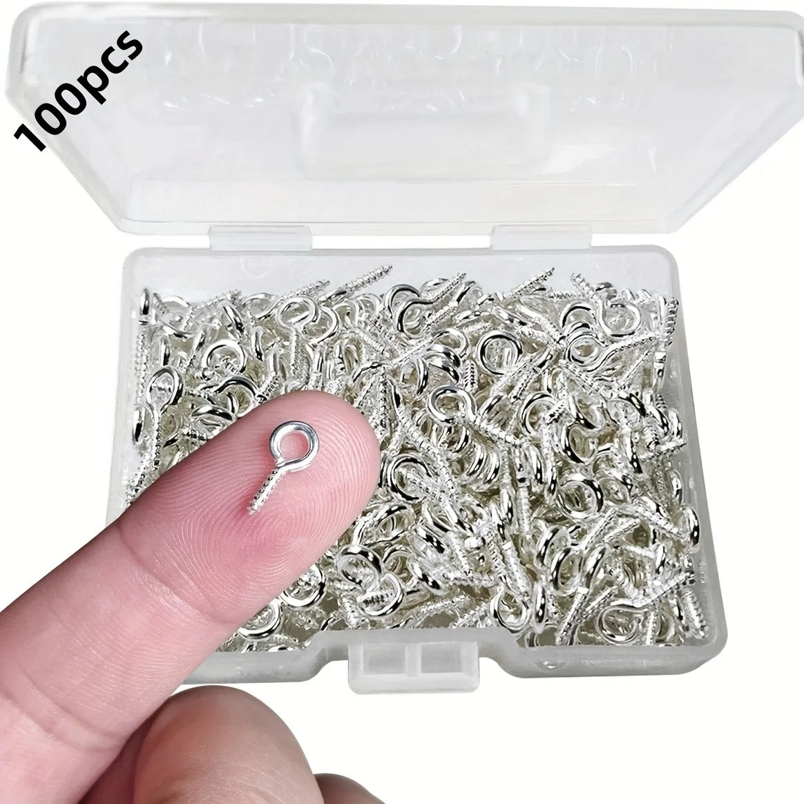 100 x MINI METAL EYE SCREW HOOKS 8 x 4MM
