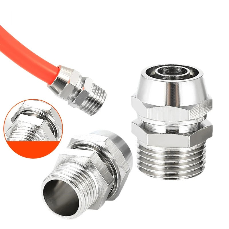 METAL 6mm - 1/4" THREADED CO2 COUPLER LOCKING STRAIGHT CONNECTOR