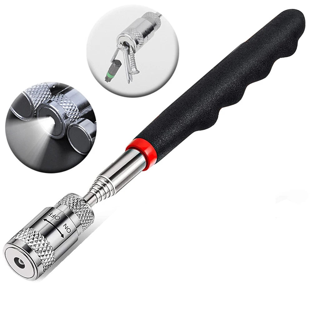 TELESCOPIC MAGNETIC PICKUP TOOL 78cm FLEXIBLE MAGNET PEN WITH LED LIGHT