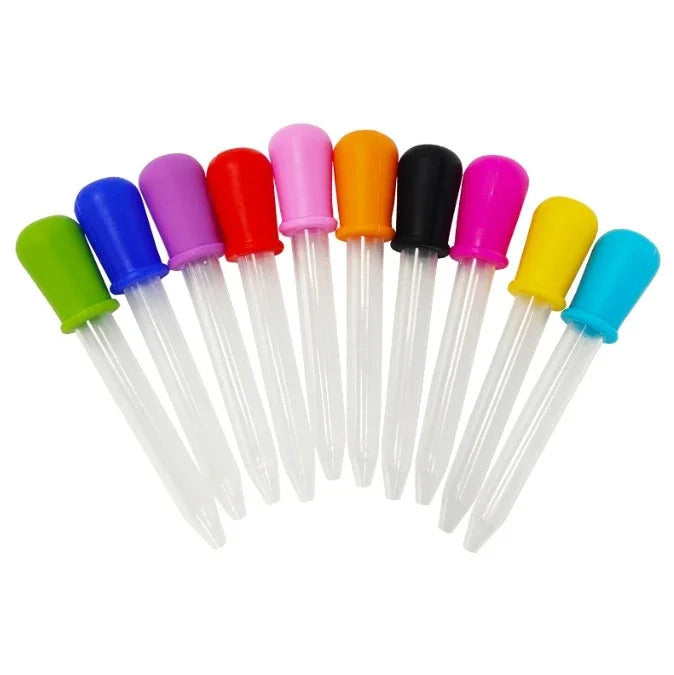 10 x 5ml SILICONE PLASTIC PIPETTES COLOURED DROPPER