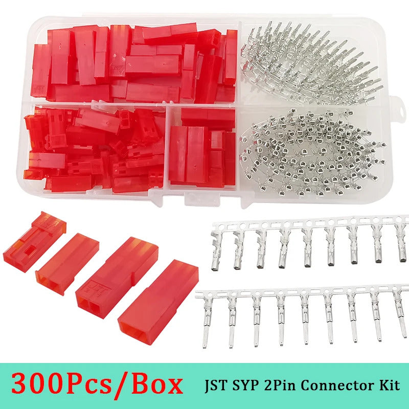 300 x JST 2.54mm CONNECTORS MALE & FEMALE 2 PIN TERMINALS