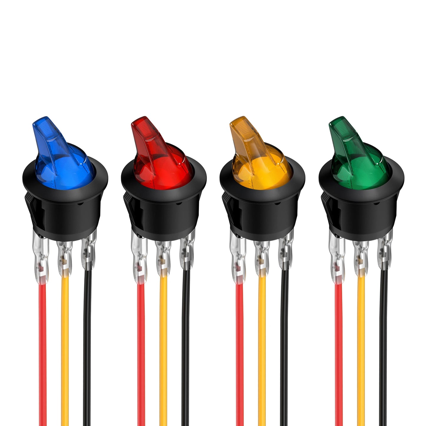 4 x LED TOGGLE ROCKER SWITCH 12V 20A