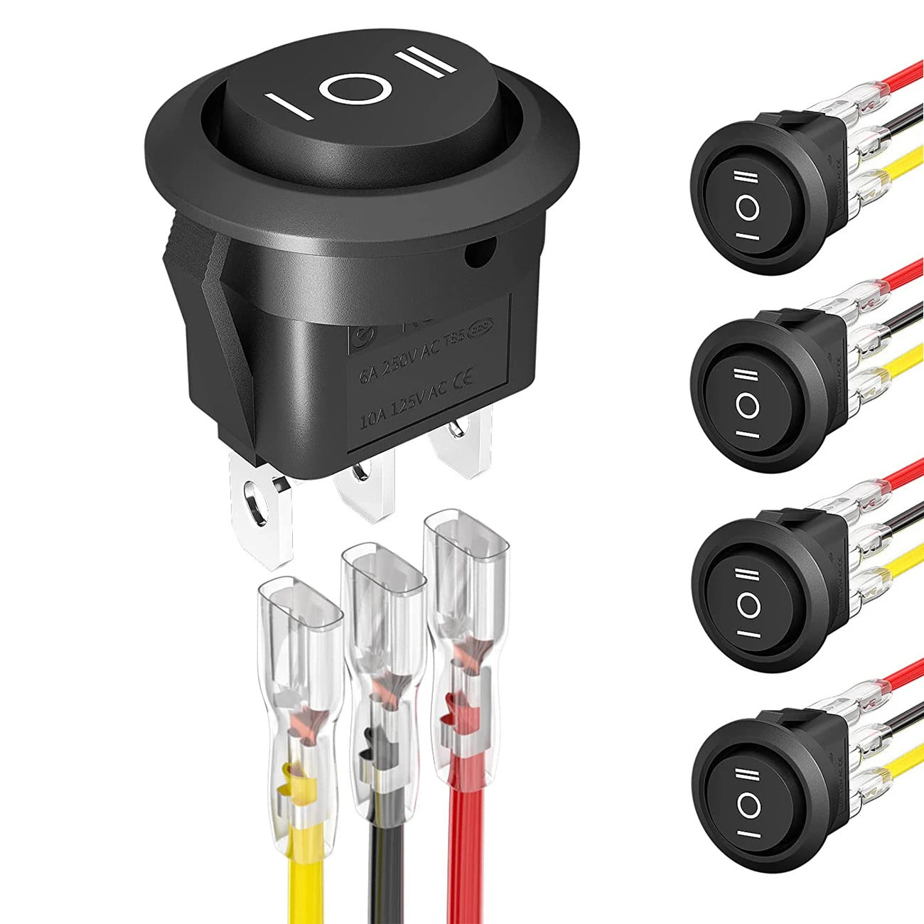5 x ROUND ON OFF ON 3 POSITION ROCKER SWITCH SPST 12V