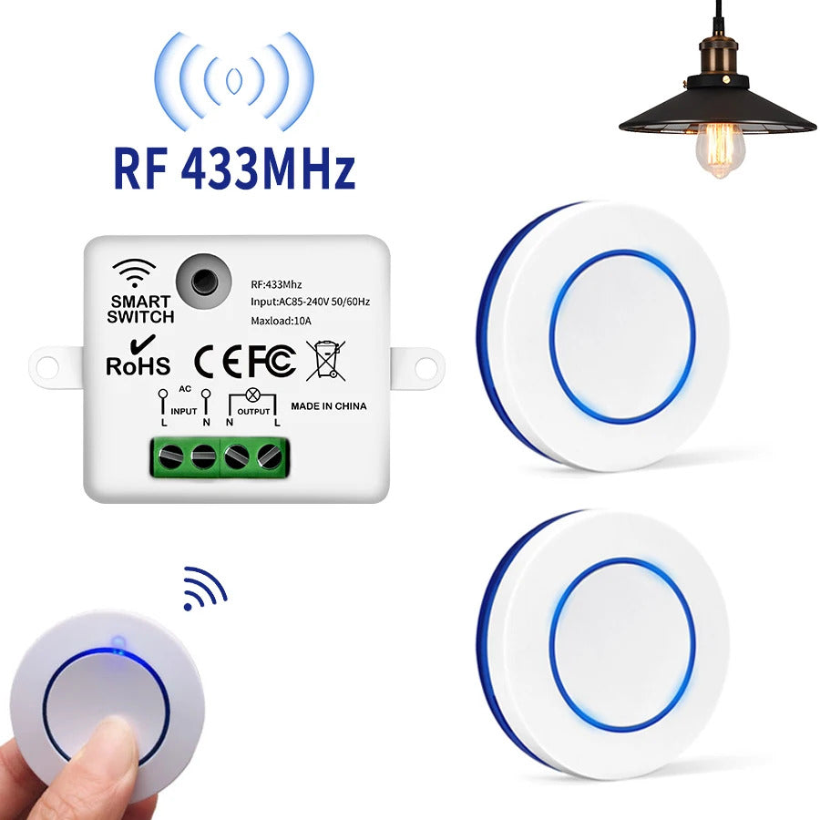WIRELESS REMOTE CONTROL LIGHT SWITCH 22V 10A 433MHz