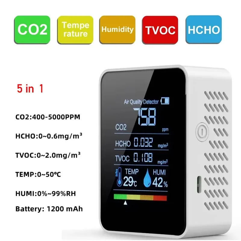 5 IN 1 TEMPERATURE HUMIDITY CO2 METER