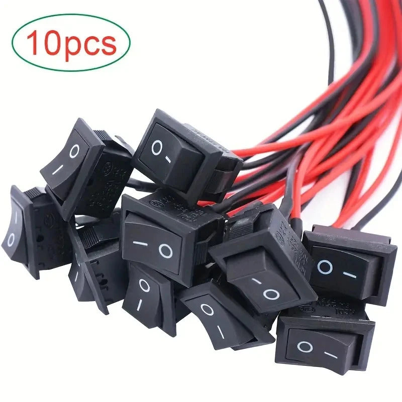 10 x PRE WIRED ROCKER SWITCH RECTANGULAR