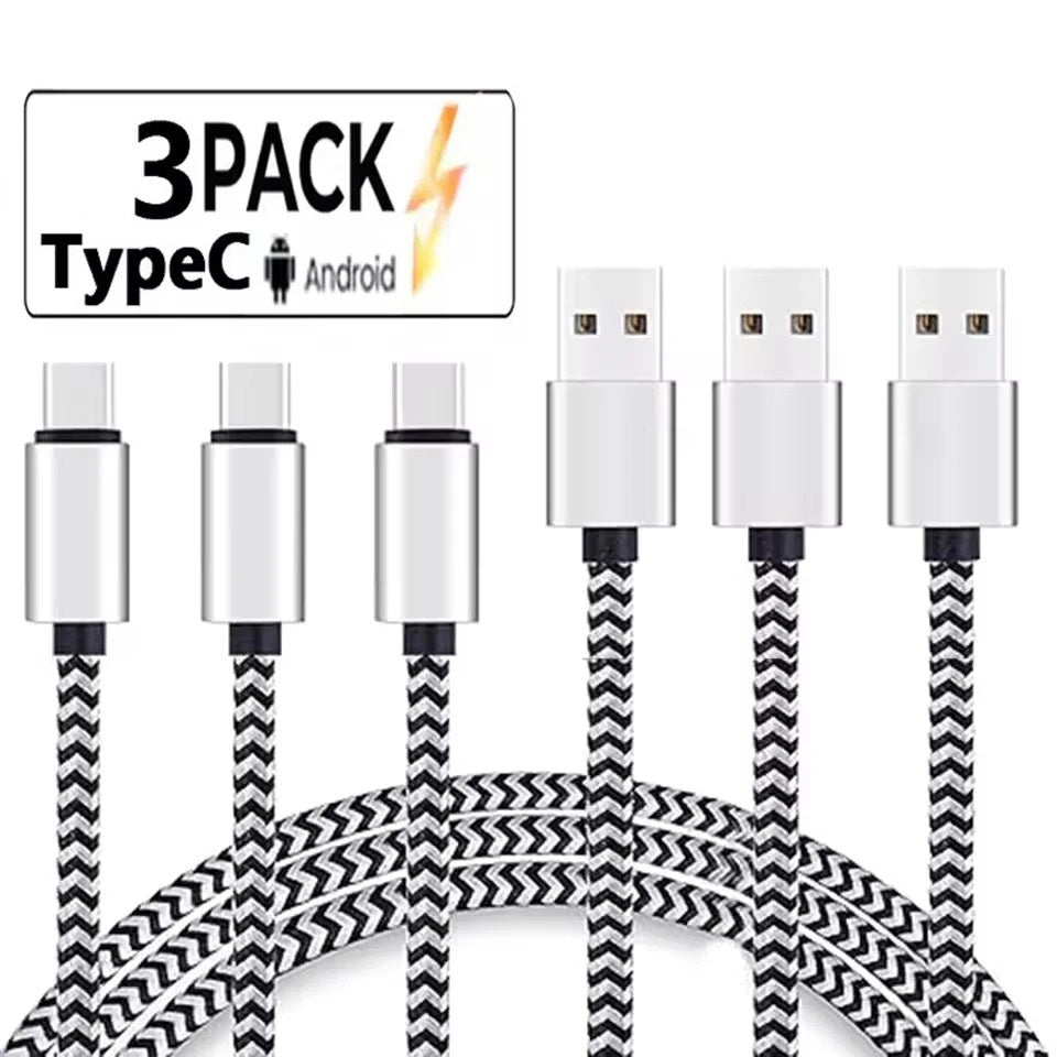 3 PACK USB - USB TYPE C BRAIDED CABLES