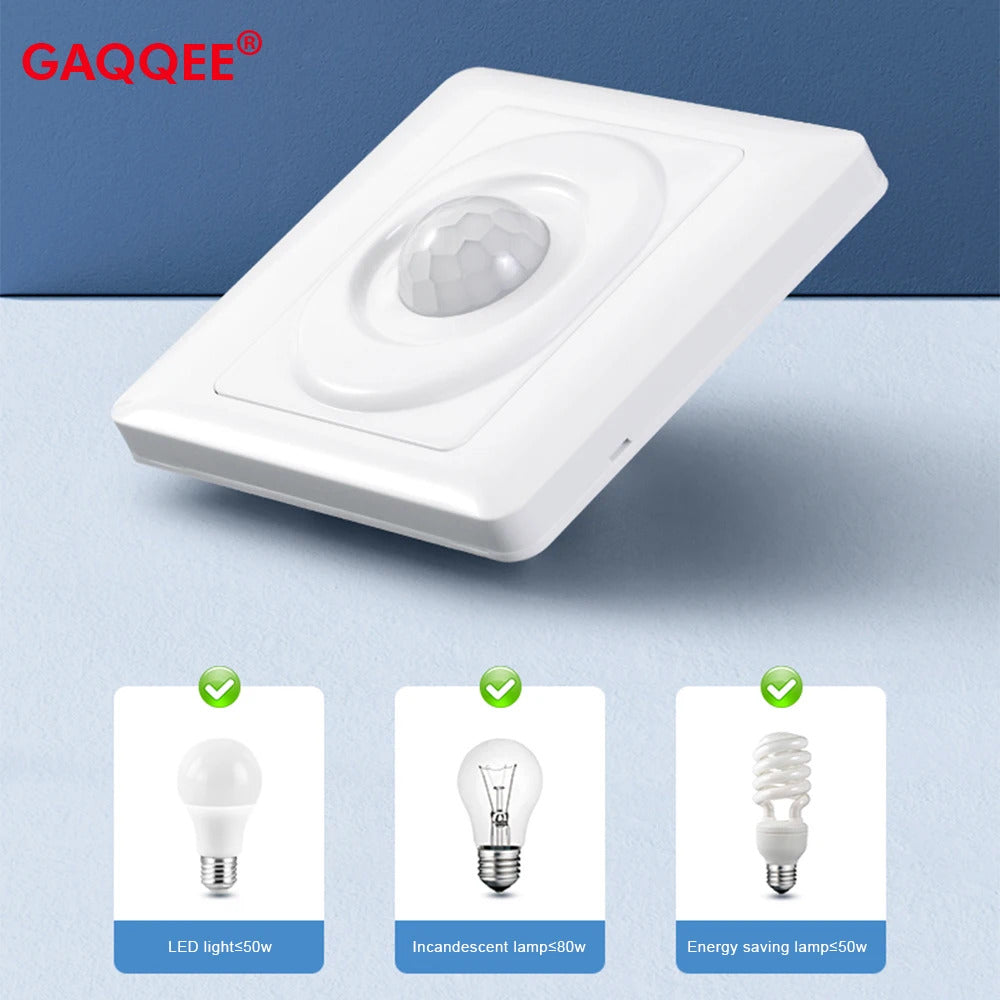 AC 220V LED PIR MOTION SENSOR SINGLE FACE PLATE LIGHT SWITCH