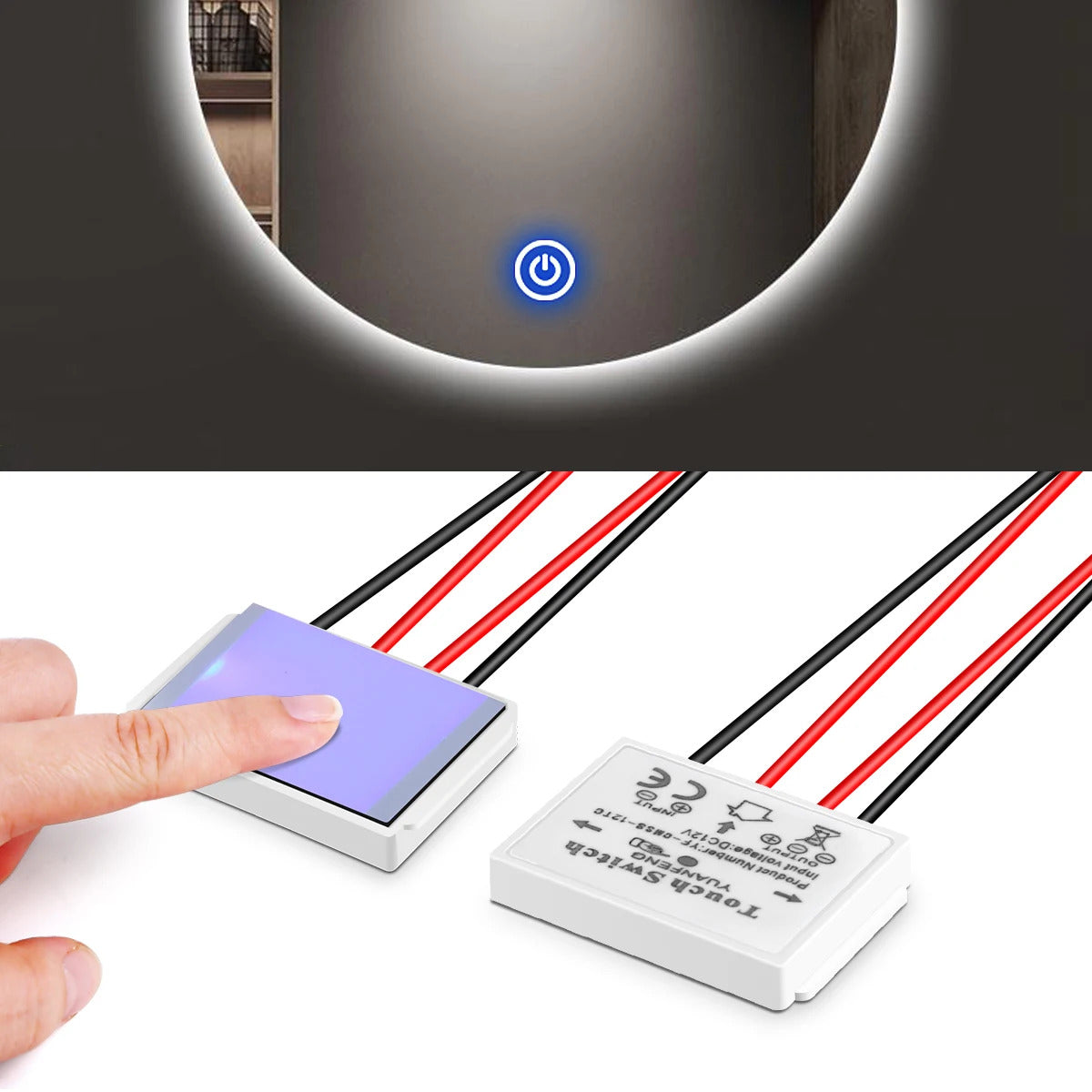 12V 5A LED HIDDEN MIRROR DIMMER LIGHT SWITCH BATHROOM