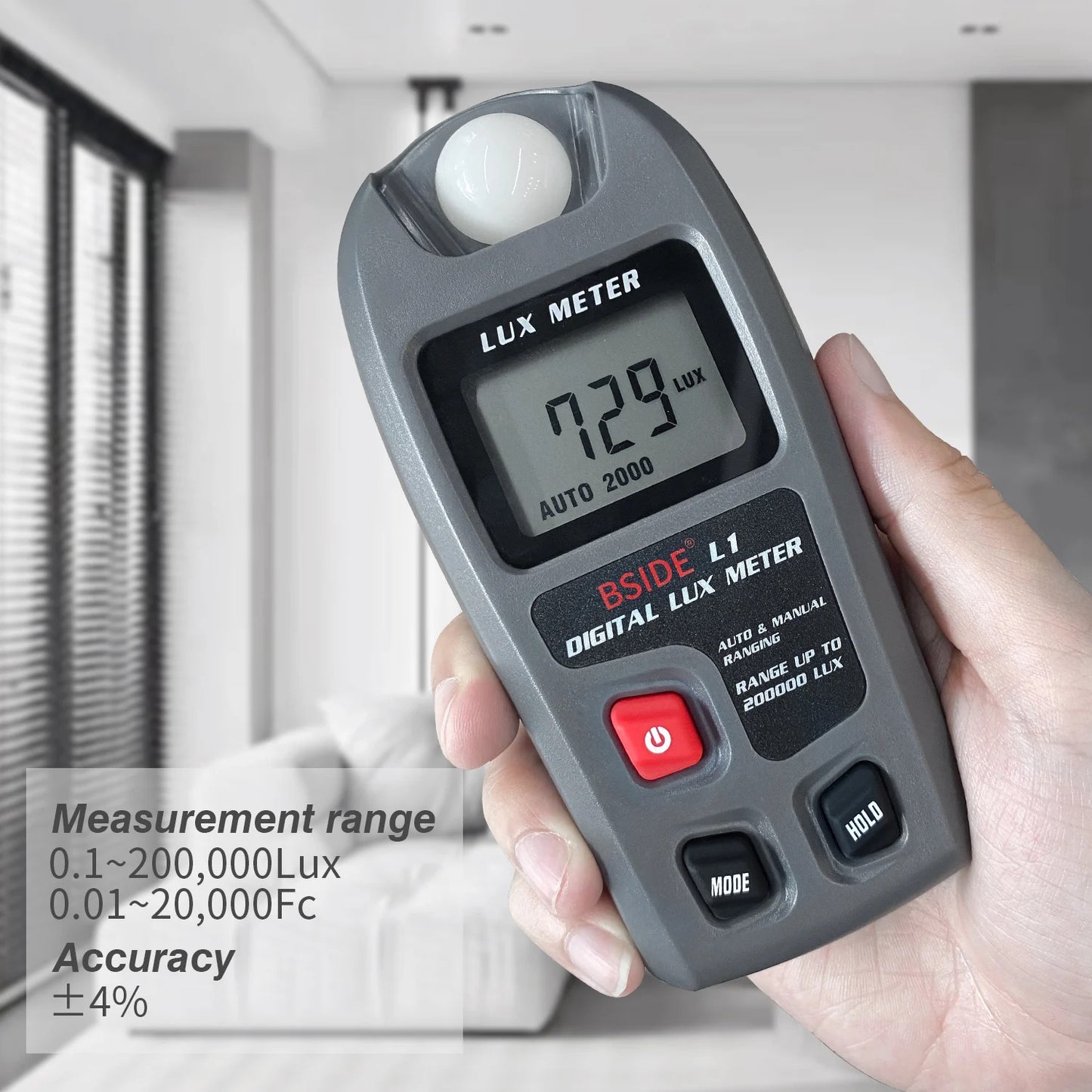 HANDHELD DIGITAL LUX METER 0-200,000 LUX