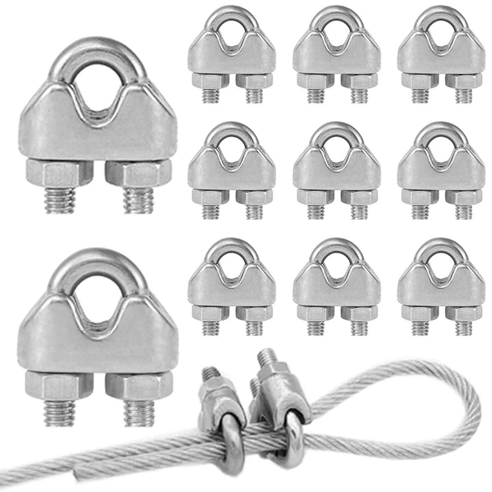 12 x U TYPE M3 STAINLESS STEEL CABLE CLAMPS