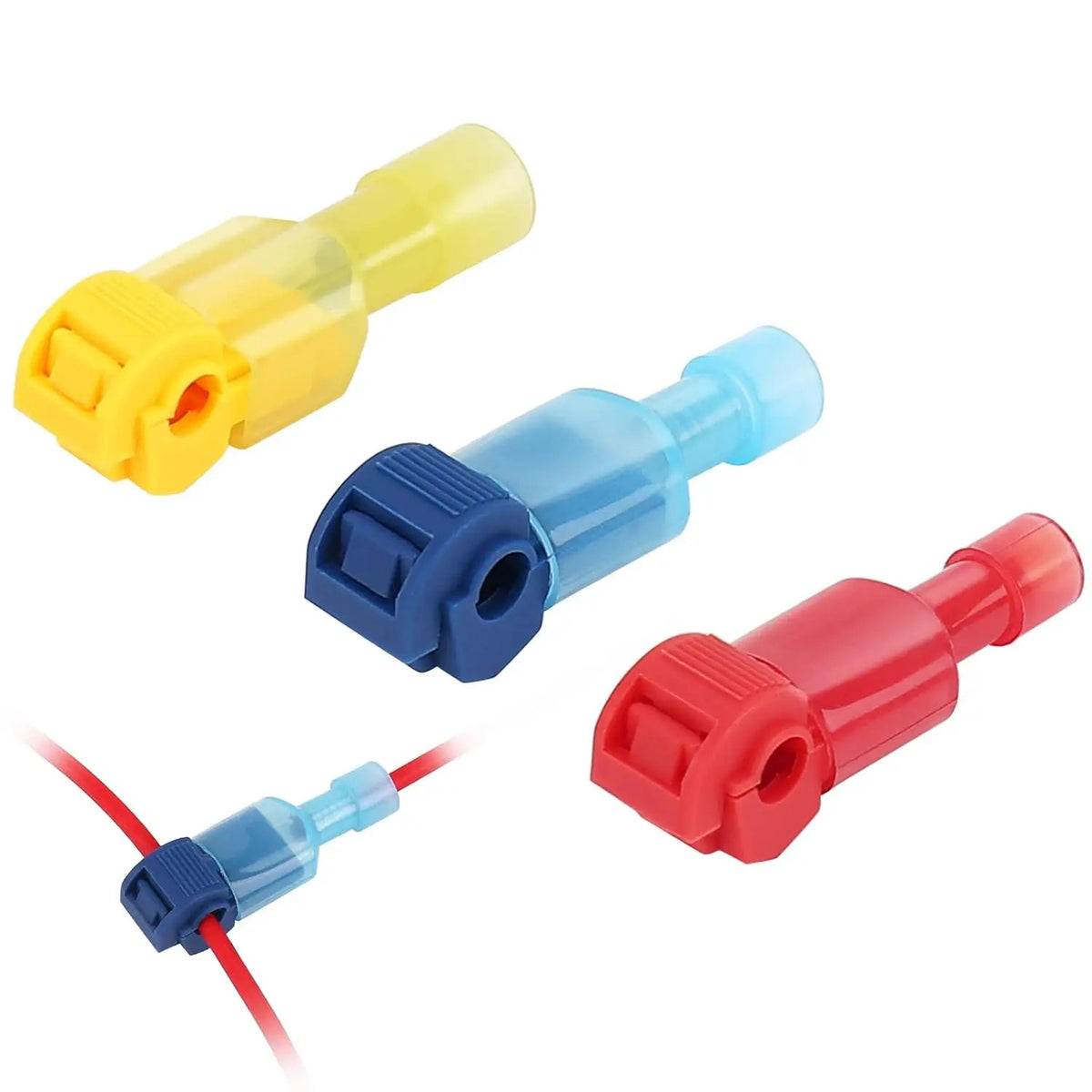 20 PAIRS QUICK SPLICE & SPADE WIRE CONNECTORS T TYPE CRIMP TERMINALS BLUE RED YELLOW