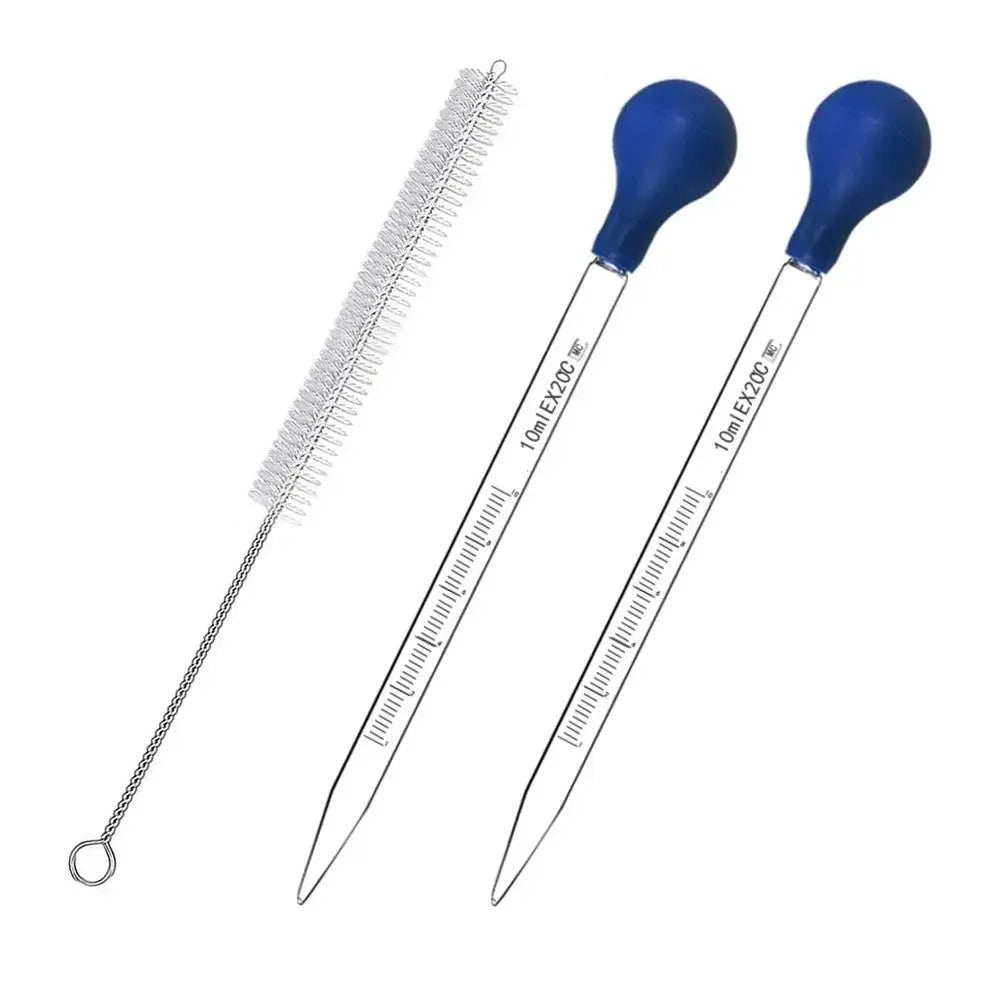 2 x GLASS 10ml PIPETTE WITH CLEANING BRUSH
