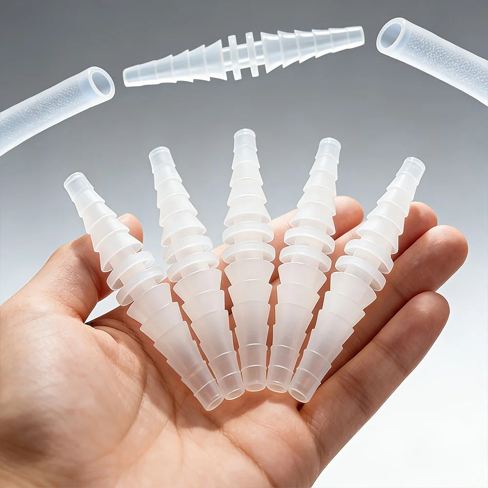 5 PACK 7.1mm - 15.3mm STEPPED BARB COUPLERS FOR FLEXIBLE PIPE