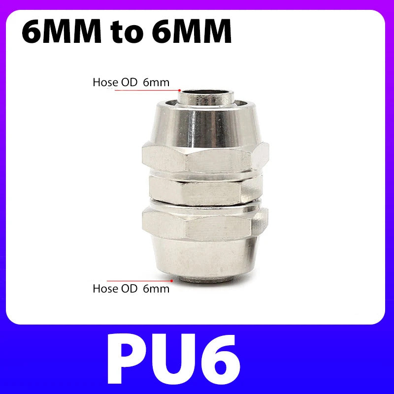 METAL 6mm x 6mm CO2 COUPLER LOCKING STRAIGHT CONNECTOR