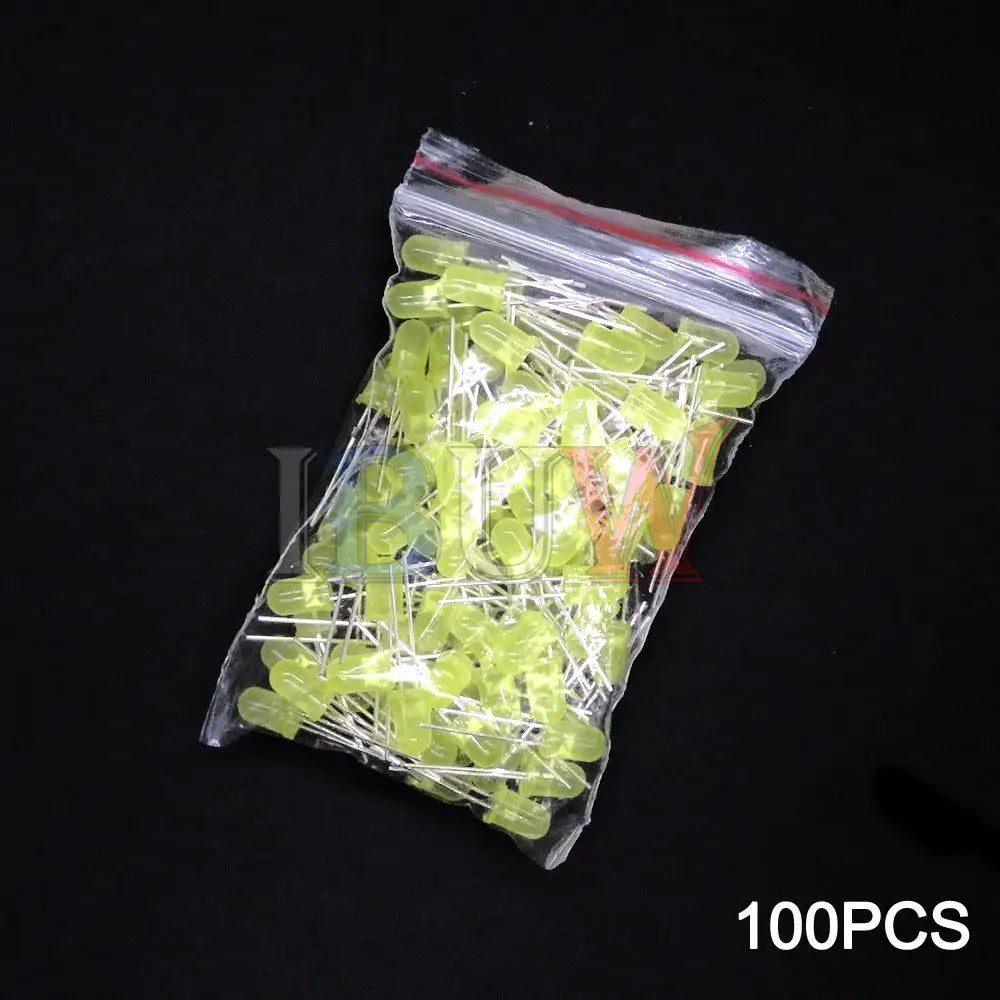 100 x 5mm LED DIODES RED GREEN BLUE YELLOW ORANGE MIXED