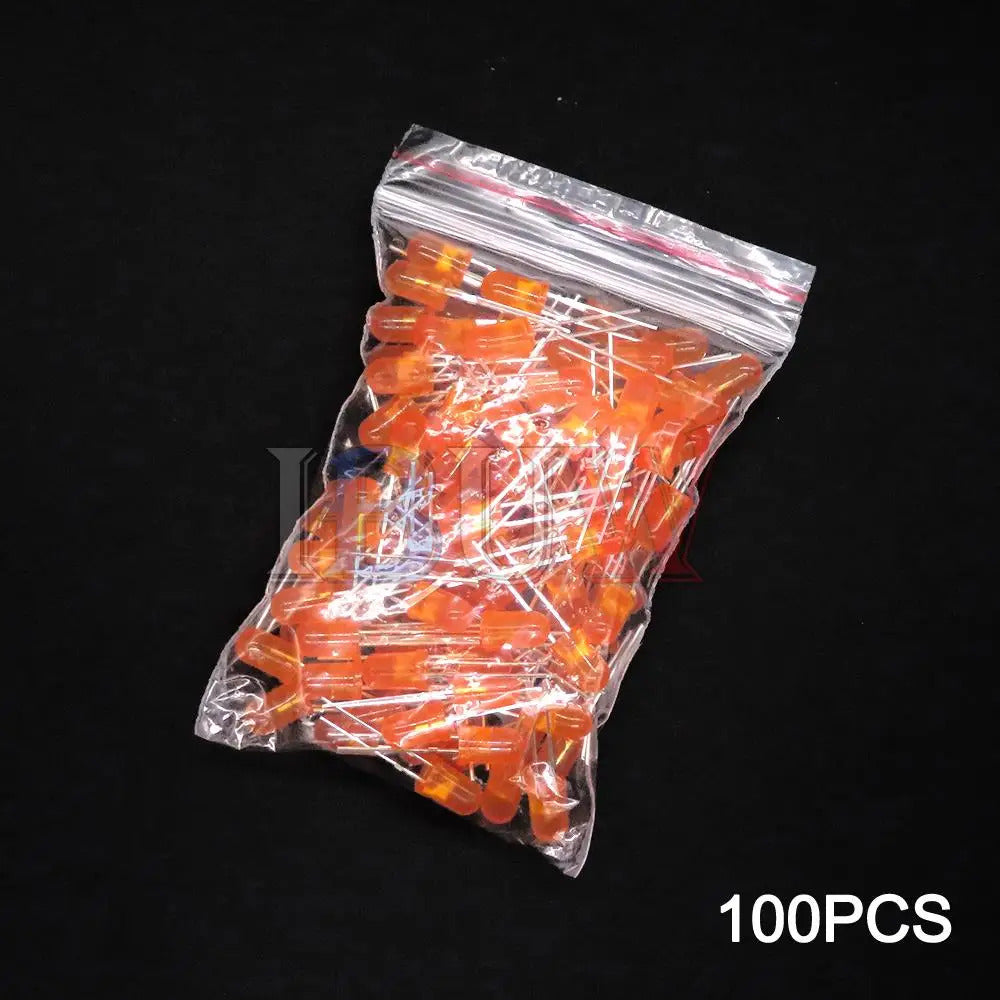 100 x 5mm LED DIODES RED GREEN BLUE YELLOW ORANGE MIXED