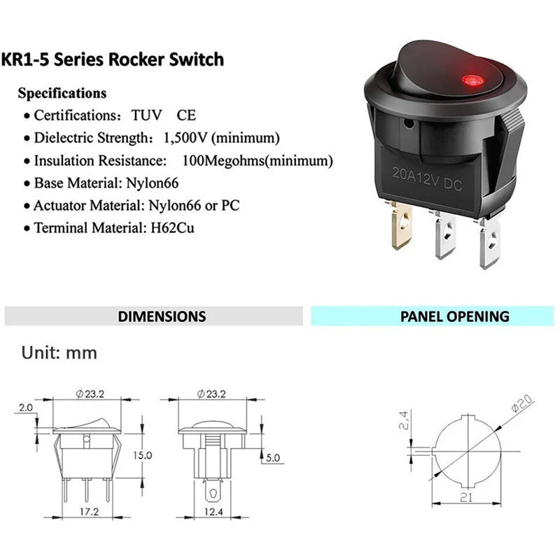 20 x ON OFF ROCKER SWITCH WITH LED