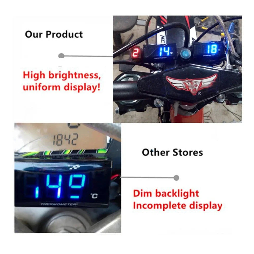 MOTORCYCLE WATER TEMPERATURE MINI METER BLUE SCREEN 16mm & 20mm